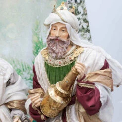 Burgundy Beige Green Nativity Set Noelle Collection (Set Of 6) - 106cm -Santa Decorate Shop 21 07 NSU BURGUNDY BEIGE GREEN NATIVITY SET OF 6 106CM STYLED A 85237.1674380703