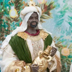 Burgundy Beige Green Nativity Set Noelle Collection (Set Of 6) - 106cm -Santa Decorate Shop 21 07 NSU BURGUNDY BEIGE GREEN NATIVITY SET OF 6 106CM STYLED B 1 47721.1674380552