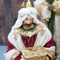 Burgundy Beige Green Nativity Set Noelle Collection (Set Of 6) - 106cm -Santa Decorate Shop 21 07 NSU BURGUNDY BEIGE GREEN NATIVITY SET OF 6 106CM STYLED E 83121.1674380700