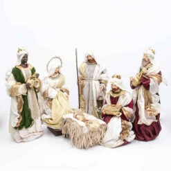 Burgundy Beige Green Nativity Set Noelle Collection (Set Of 6) - 106cm