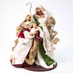 Burgundy Green Standing Holy Family On Base - 35cm