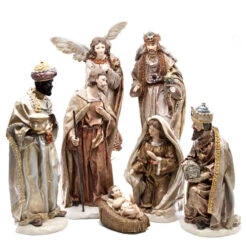 Roman Bronze And Gold Nativity (Set Of 7) - 30cm