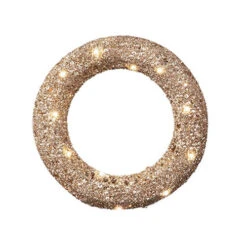 Gold LED Glitter Wreath - 45cm