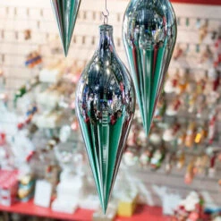 Silver Shiny Finial Drop - 60cm 7 Silver Shiny Finial Drop - 60cm -Santa Decorate Shop AC 1472430S SILVER JUMBO FINIAL 137CM STYLED 95653.1695771679