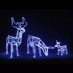 Blue 3D Moving LED Rope Light Reindeer Family