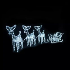 LED Reindeer With Sleigh White - 335cm