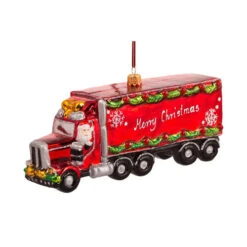 Glass Christmas Delivery Semi Truck - 18cm