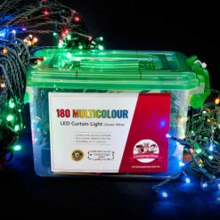 180 LED Connectable Curtain Lights Multi Colour (18 Drops)