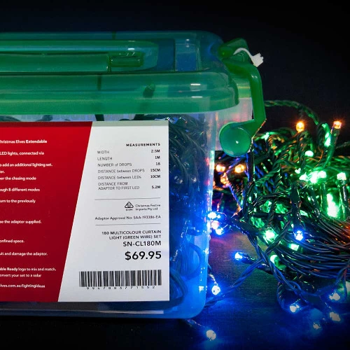 180 LED Connectable Curtain Lights Multi Colour (18 Drops) 4 180 LED Connectable Curtain Lights Multi Colour (18 Drops) - Image 2