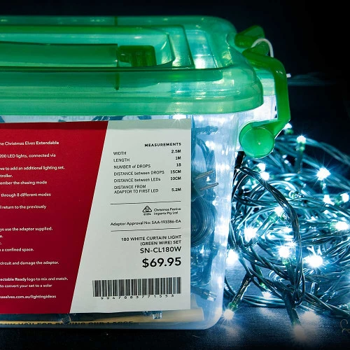 180 LED Connectable Curtain Lights White (18 Drops) 4 180 LED Connectable Curtain Lights White (18 Drops) - Image 2