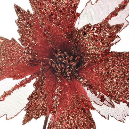 Copper Glittered Poinsettia - 36cm 5 Copper Glittered Poinsettia - 36cm - Image 3