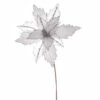 White Poinsettia With Silver Glitter - 36cm -Santa Decorate Shop TG203215 WHITE MESH AND GLITTERE PETAL POINSETTIA F60CM S50CM 29CMb 98373.1659179972