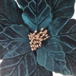 Lush Dark Green Velvet Poinsettia- 32cm -Santa Decorate Shop TG206053 DEEP GREEN VELVET POINSETTIA F63CM S50CM D29CM CLOSE 79086.1658589015
