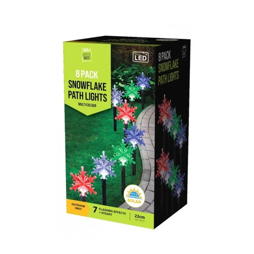 Solar Snowflake Path Lights (Set Of 8) - 22cm