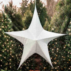 Pop Up Silver Tinsel Star - 180cm -Santa Decorate Shop XD0464 POP UP TINSEL STAR 180CM SILVER 21625.1686034526