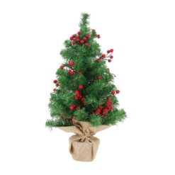 Red Berries Table Tree Hessian Base - 60cm