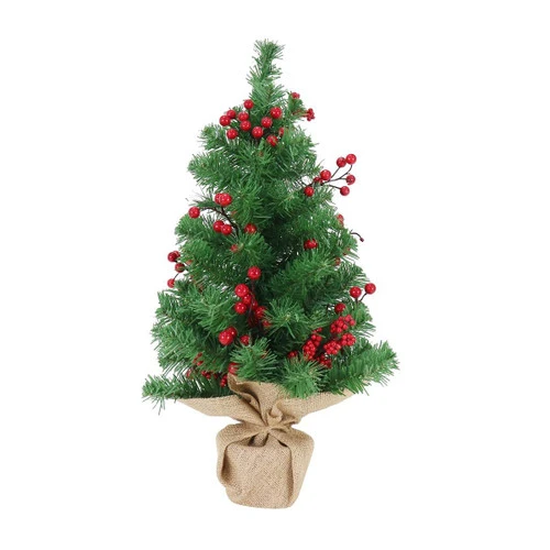Red Berries Table Tree Hessian Base - 60cm 3 Red Berries Table Tree Hessian Base - 60cm