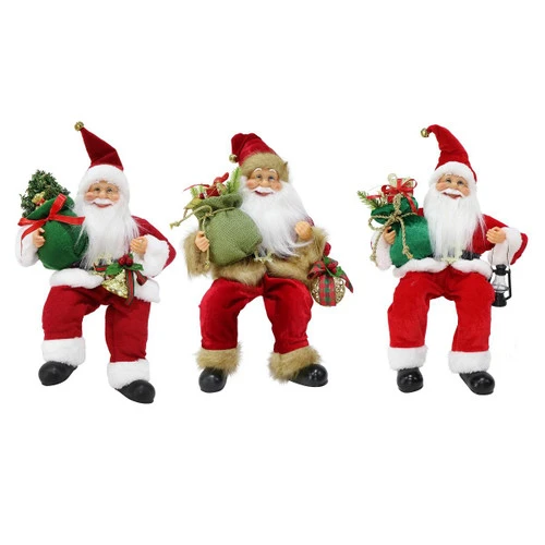 Luxury Sleigh Shelf Sitting Santa (3 Styles) - 45cm 3 Luxury Sleigh Shelf Sitting Santa (3 Styles) - 45cm
