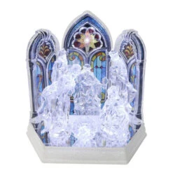 LED Musical Stained Glass Nativity Scene