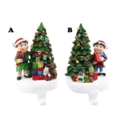 Elf With Tree Stocking Holder (2 Styles)