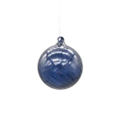 Navy Glass Bauble - 10cm