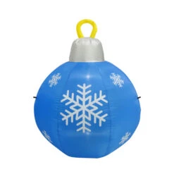 Inflatable Blue Bauble With Snowflake (Air Powered) - 1.2m