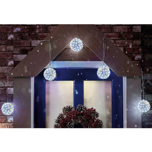 LED Petal Twinkle Light Balls White Warm (Set Of 5) - 10cm - Image 2