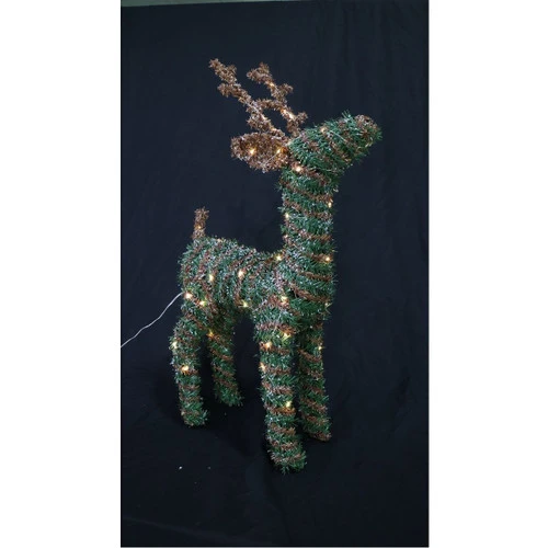LED Snowy Forest Tinsel Light Up Reindeer - 66cm 4 LED Snowy Forest Tinsel Light Up Reindeer - 66cm - Image 2