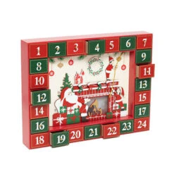 Red Christmas Advent Calendar With Backlit Santa Elf Scene - 35.5cm -Santa Decorate Shop api35nw3k 40173.1641046297