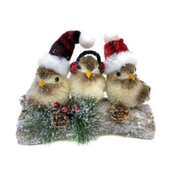 Three Christmas Birds On Branch - 21cm