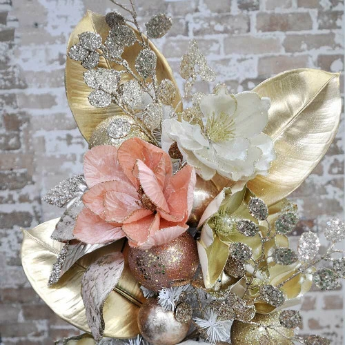 Gold Shiny Metallic Rubber Leaf - 69cm 7 Gold Shiny Metallic Rubber Leaf - 69cm - Image 5