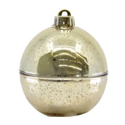 Glass Gold Electro Plated Christmas Shaped Bauble Scented Candle - 11cm