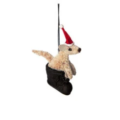 Aussie Christmas Joey In Boot Hanging Ornament - 9cm