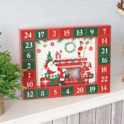 Red Christmas Advent Calendar With Backlit Santa Elf Scene - 35.5cm -Santa Decorate Shop apidisusx 04358.1641046299