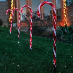 Red White Connectable Candy Cane Lights (Set Of 4) - 58cm -Santa Decorate Shop apidpnmje 67898.1641046358