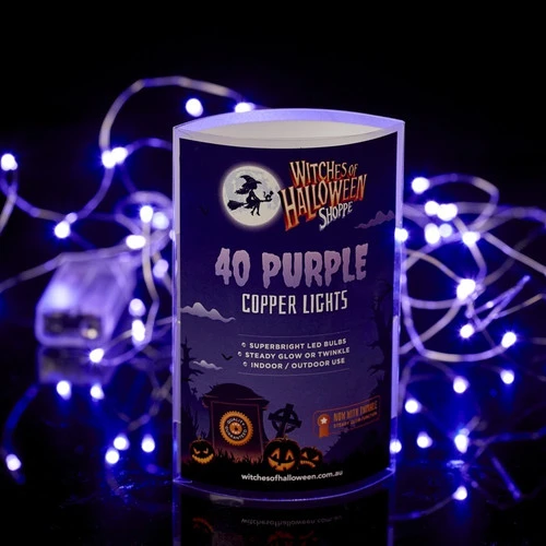 40 LED Copper Wire Battery Lights - Purple 5 40 LED Copper Wire Battery Lights - Purple - Image 3