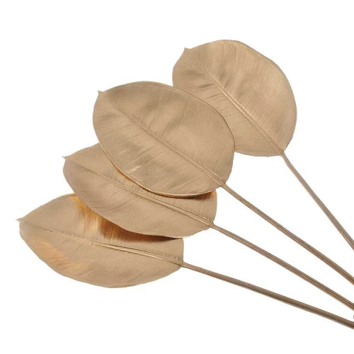 Gold Shiny Metallic Rubber Leaf - 69cm 4 Gold Shiny Metallic Rubber Leaf - 69cm - Image 2