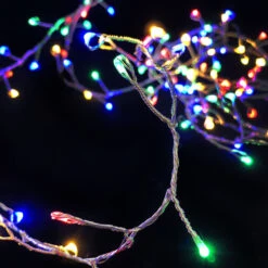 400 LED Connectable Copper Twisted Lights Multi Colour - Silver Wire