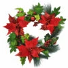 Red Poinsettia With Holly Christmas Wreath - 50cm 1 Red Poinsettia With Holly Christmas Wreath - 50cm -Santa Decorate Shop apiht0ilp 26087.1641046325