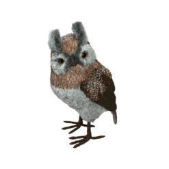 Brown Wooden Bristle Owl - 24cm