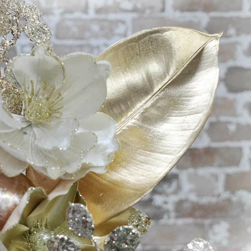 Gold Shiny Metallic Rubber Leaf - 69cm 5 Gold Shiny Metallic Rubber Leaf - 69cm - Image 3