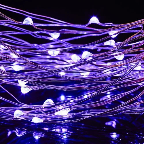 40 LED Copper Wire Battery Lights - Purple 4 40 LED Copper Wire Battery Lights - Purple - Image 2