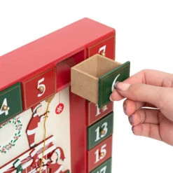 Red Christmas Advent Calendar With Backlit Santa Elf Scene - 35.5cm -Santa Decorate Shop apioyefle 19860.1641046295
