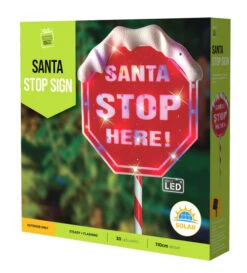 Solar Santa Stop Here Sign - 110cm